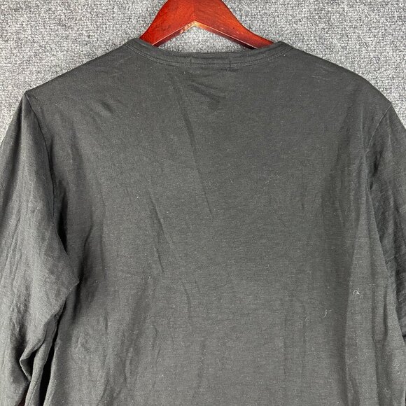 Theory Henley Mens Medium Black Cotton Knit Button Neck Long Sleeve Pullover - Picture 7 of 7
